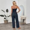 Pantaloni a vita alta senza maniche con stampa tinta unita, tute e pagliaccetti, moda donna casual, estate e primavera