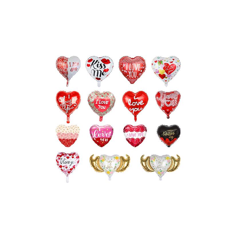 Qianshun Heart-shaped Aluminum Foil Balloons 18 Inch Silk Screen Printed I Love You Helium Wedding Valentine's Day Decoration