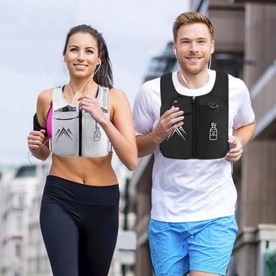 1 chaleco para correr, cintura ajustable, material transpirable, mochila para el pecho, bolsa para teléfono con pantalla táctil, chaleco para correr ligero y reflectante