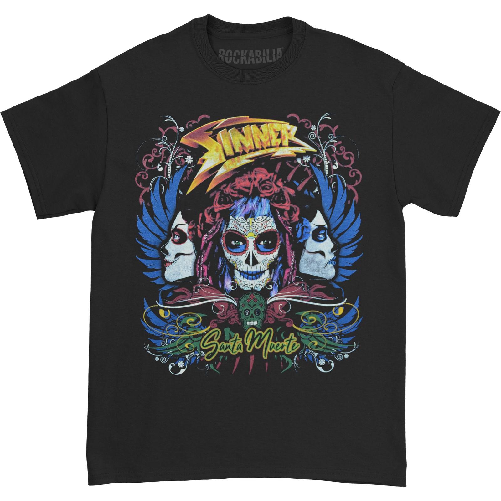 Men s Sinner Santa Muerte T-shirt Small Black XXXXL