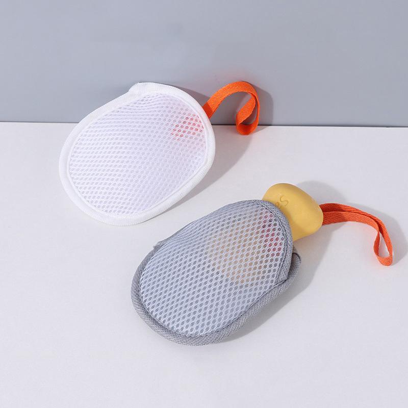 Bath Cleansing Foaming Net Double-Sided Soap Bag Body Exfoliating Scrubber Sponges Bathroom Mesh Soap Pocket