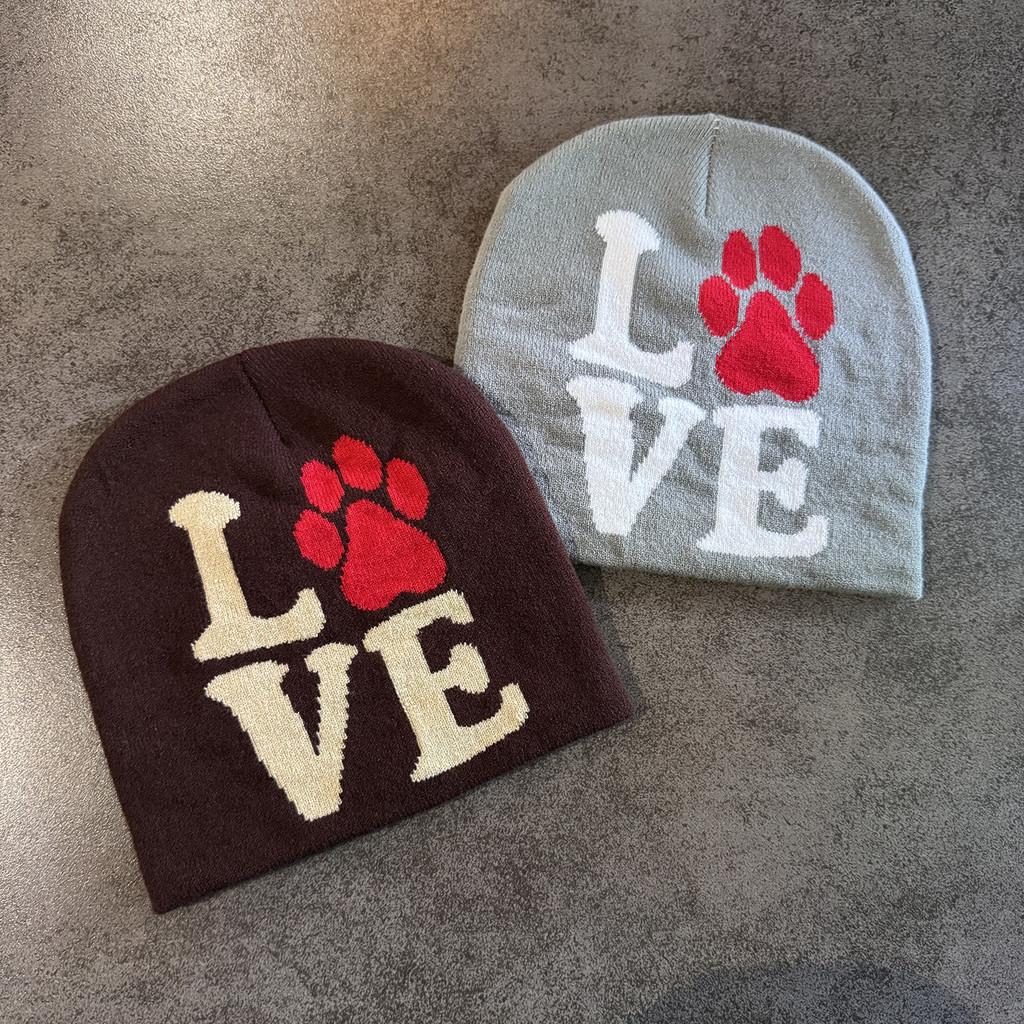 Paw Letter Dog Pattern Neutral Casual Warm Knitted Hat For Fall And Winter