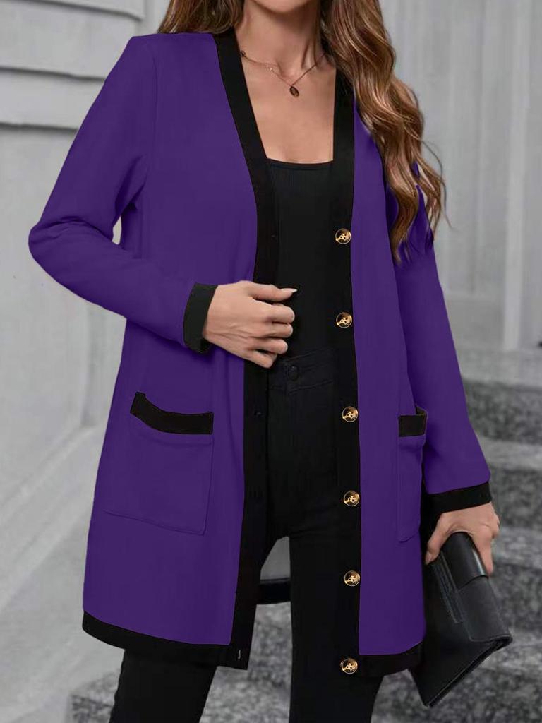 2025 Women's Fashion Color Block Patchwork Single-Breasted Top