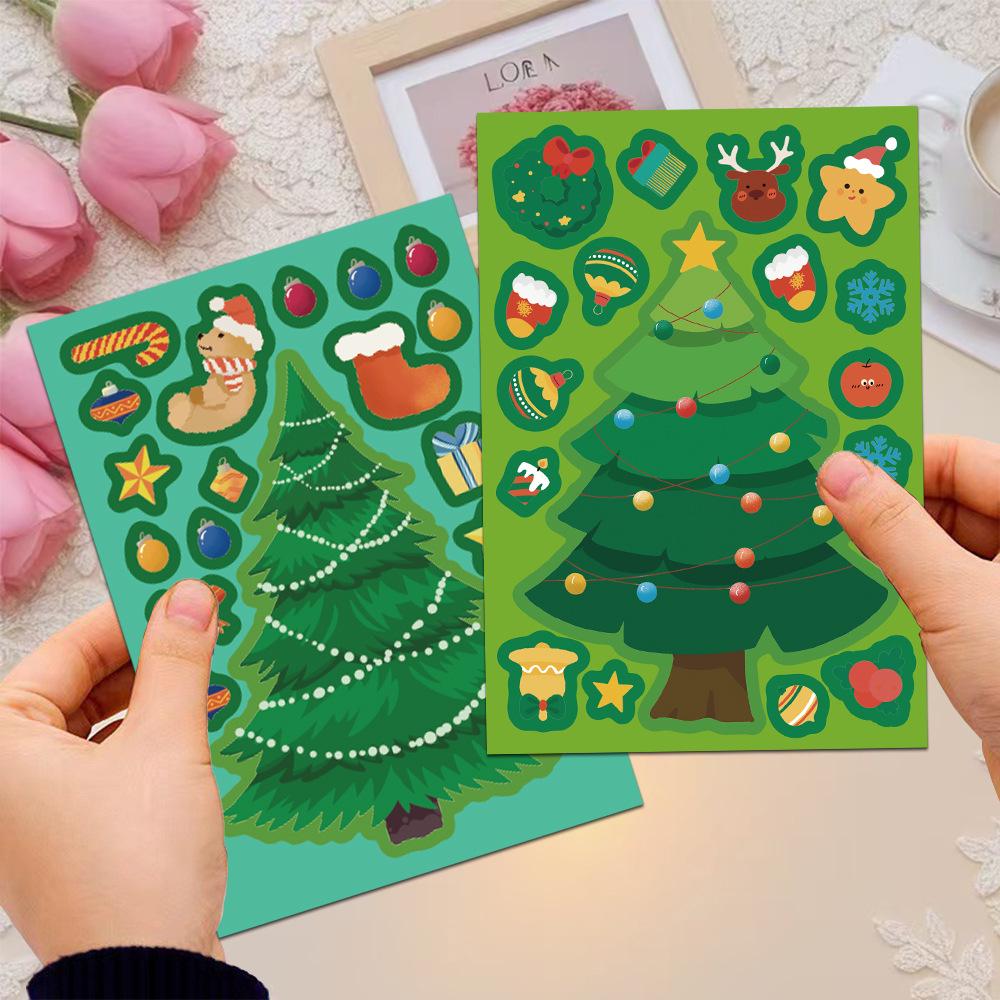 8-Pack Christmas Tree Cartoon Collage Fun Stickers for Phone Cases and Laptops