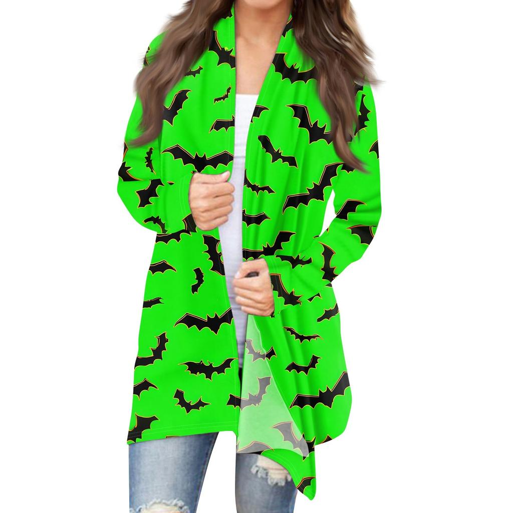 Women's Halloween Print Long Sleeve Front Cardigan Printed Top Lightweight Jacket