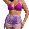 Europe and America 2026 New Bikini Sexy Printed Large Size Swimsuit Bikini Three-piece Split Swimsuit Women
