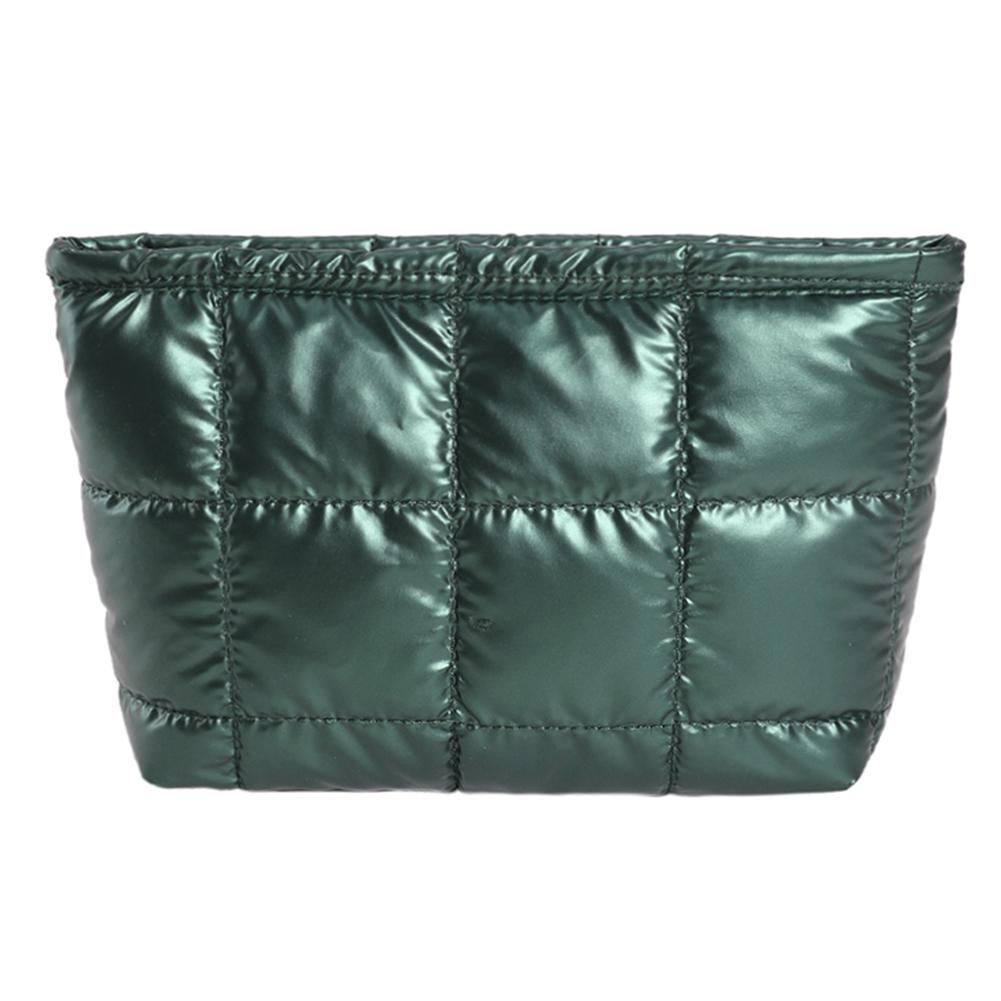 Women Cosmetic Pouch Padded Quilted Makeup Pouch Large Capacity Makeup Organizer Bag Solid Color Travel Cosmetic Bag