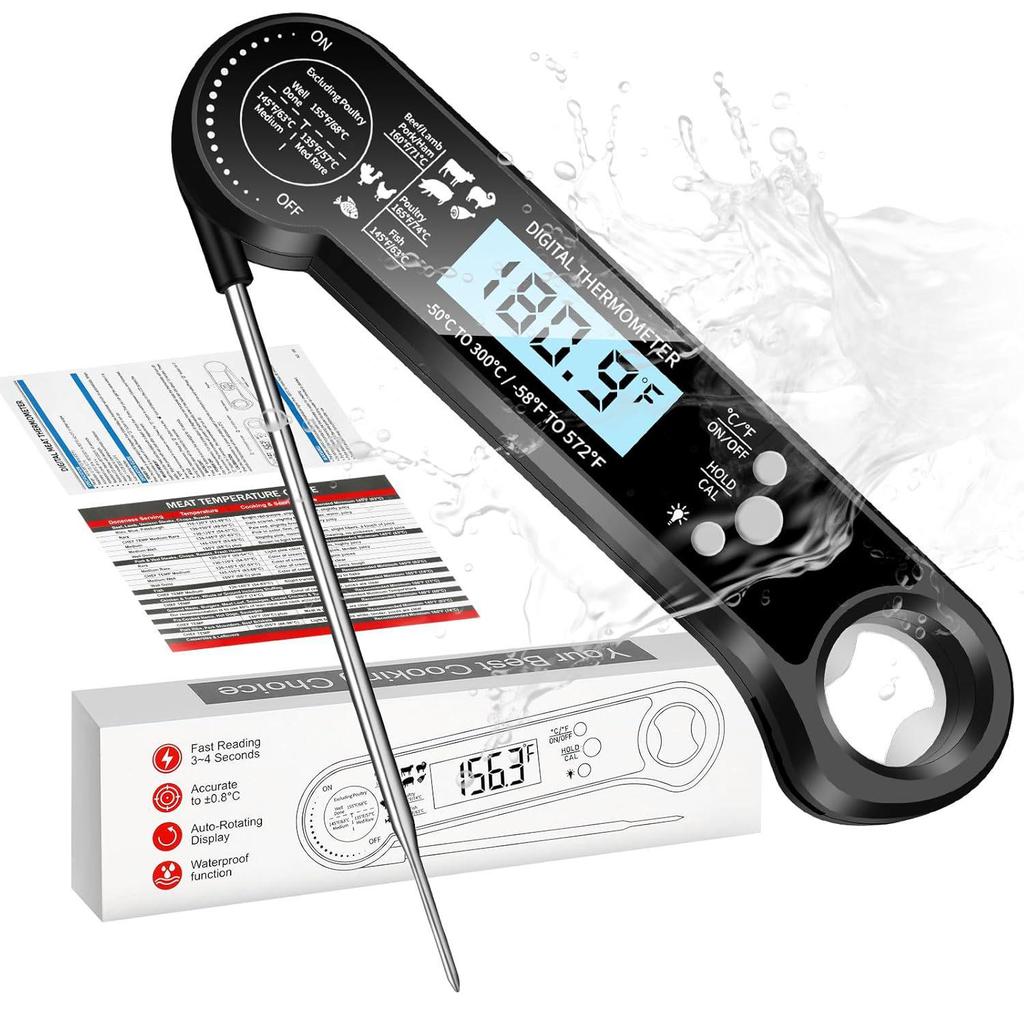 Foldable Electronic Food Thermometer for Baking and BBQ