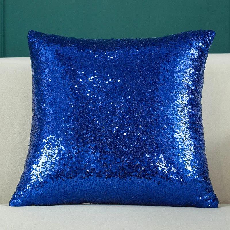 Sequined Solid Color Gradient Cushion Cover Fashion New Year Christmas Sofa Cushion Pillow Cover Office Lumbar Cushion Cover