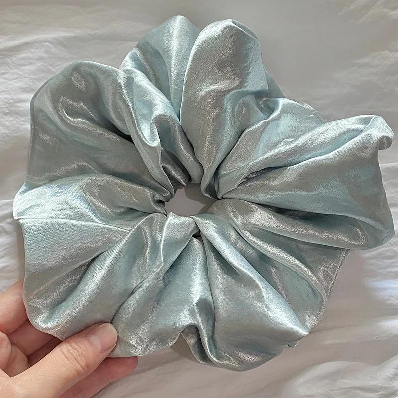 

1PC High-Shine Pearlescent White Large Satin Scrunchie - Stylish, Premium & Minimalist Ponytail Hair Tie синий
