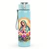 1 Stück Blumiger runder Kranz Jungfrau Maria 750 ml Farbe Kunststoff-Wasserflasche Auslaufsicherer Klappdeckel mit Strohhalm Für Sport Büro Heimgebrauch