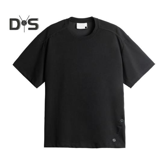 

Мужская футболка с круглым вырезом, коротким рукавом, повседневные топы с застегивающимся на пуговицы краем, мягкие легкие пуловеры, домашняя спортивная одежда для улицы M чёрный