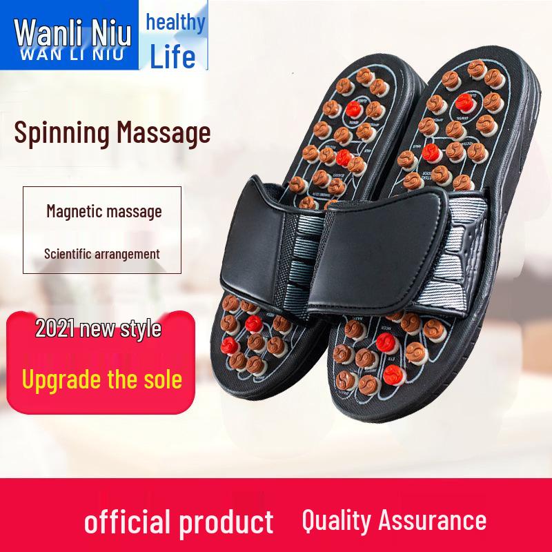 Men's Rotating Tai Chi Massage Slippers – 2024 Summer Anti-Slip Indoor Acupoint Foot Therapy.
