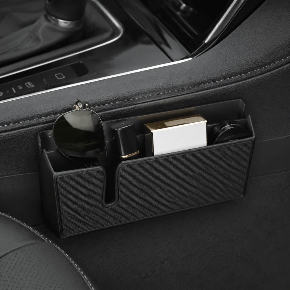 Carbon Fiber Pattern Car Seat Gap Storage Seat Gap Organizer Box Car Interior Storage