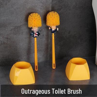 Creative Cartoon Toilet Brush - No Dead Corner Cleaning, Doll Figure Design, Plastic Bathroom Accessory