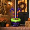 Halloween Party Decoration Inflatable Ice Bucket, Witch Legs Beverage Tub, Snack Storage Bucket Purple Orange Cooler for Decor, Outdoor Gathering