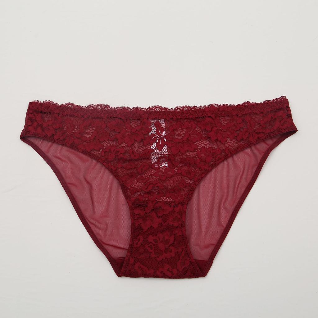 Sexy lace panties thin hollow transparent embroidered large size panties women's pure cotton bottom crotch hip lift low waist briefs