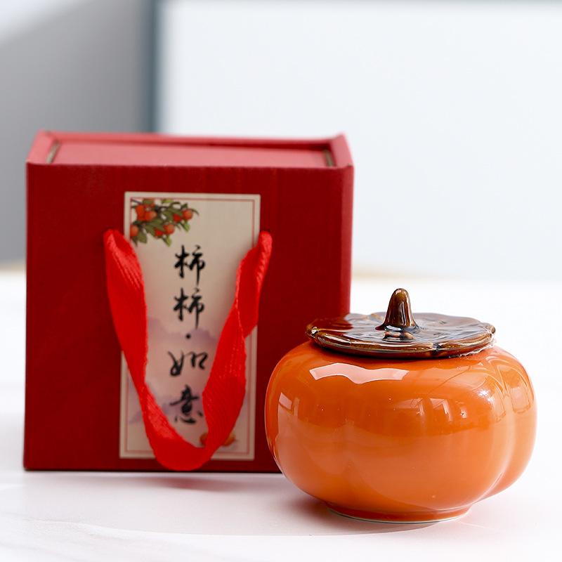Canister Persimmon Ruyi Wedding Candy Jar Ornament Ceramic Tea Set Souvenir Decoration Gift Box
