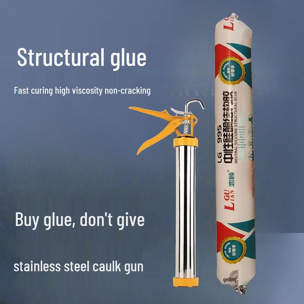 Nerezová šetřící práci pistole na tmel pro husté lepidlo a sklenářské lepidlo