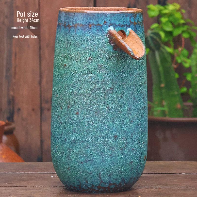 Retro Handmade Ceramic Waterfall Pot: Ancient Fish Farming Water Feature for Courtyard Landscapes