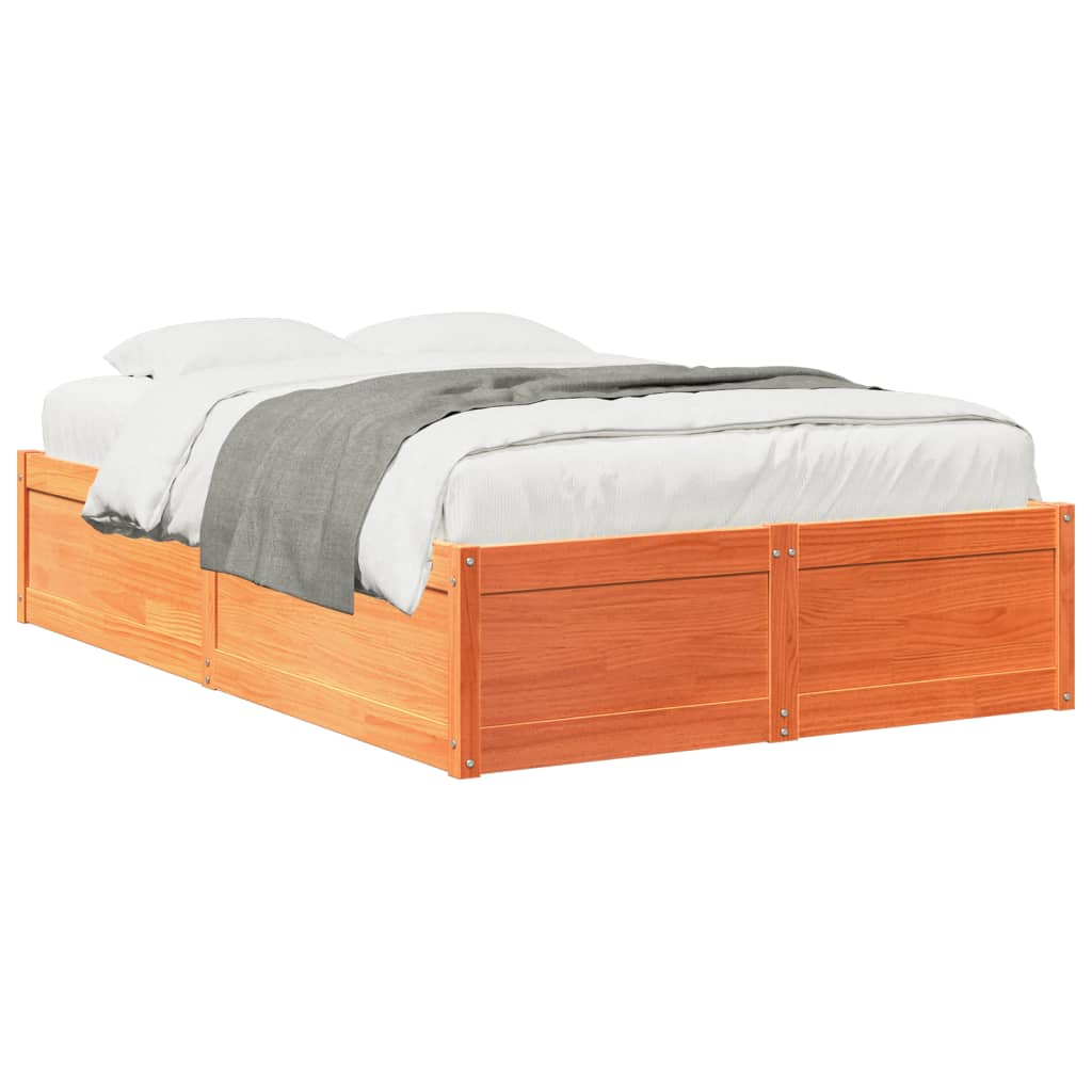 Vidaxl Bed Frame Without Mattress, Waxed Brown, 120X200 Cm, Solid Pine