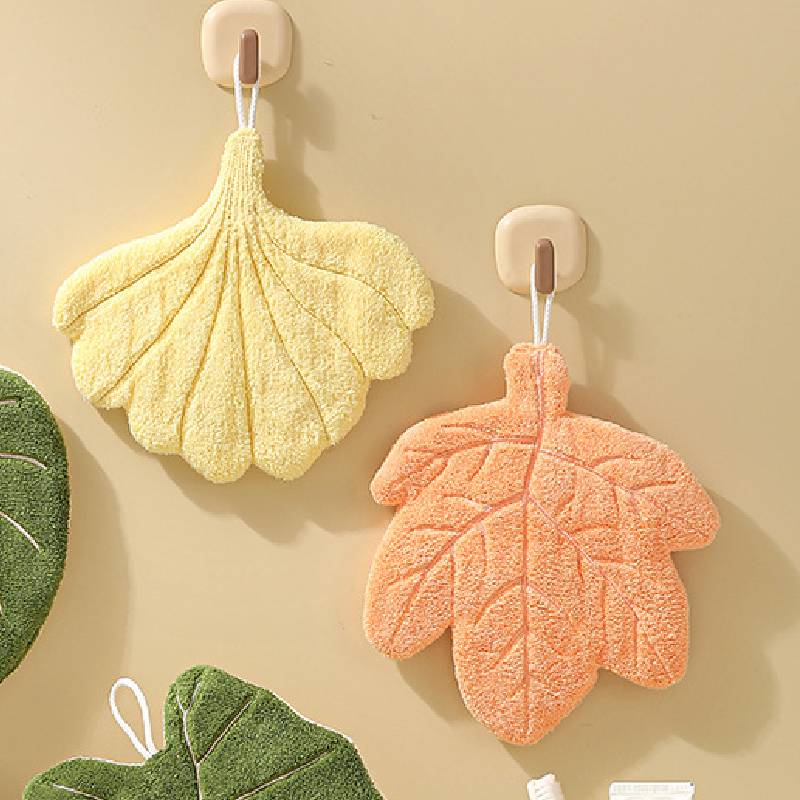 Decorative Leaf Hand Towel Tropical Plants Kitchen Towel Super Absorbent Handkerchief Quick-Dry Bathroom Towel with Hanging Loop