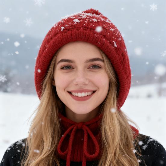 Yousheng Women Hat Solid Color Drawstring Warm Winter Knitted Hat Loose Fit Pullover Hat Outdoor Sports Travel Headwear