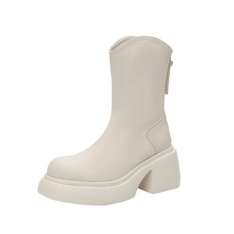 Martin boots thick-soled short boots 2025 autumn and winter new high-heeled women's V-mouth muffin small thick-heeled elastic thin boots