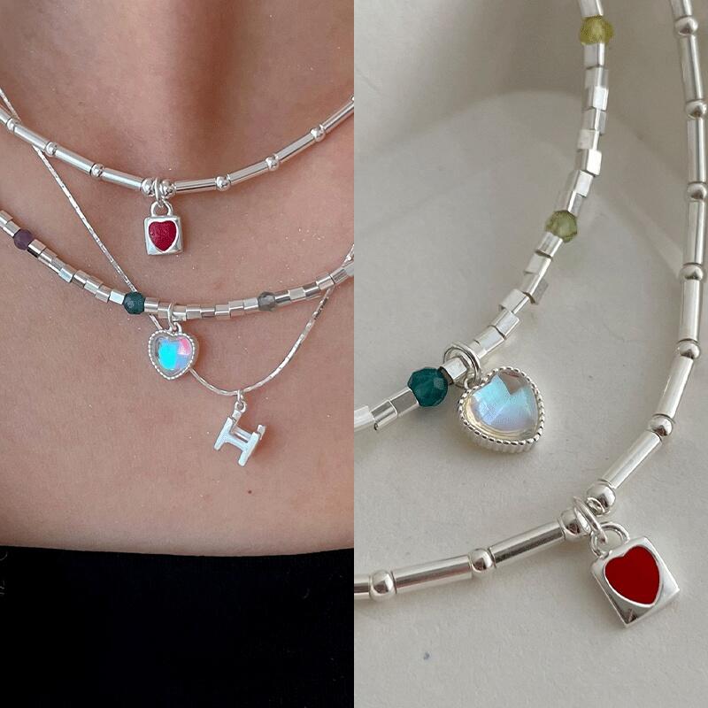 

Women s s925 silver 2-type heart pendant necklace 704 hearts