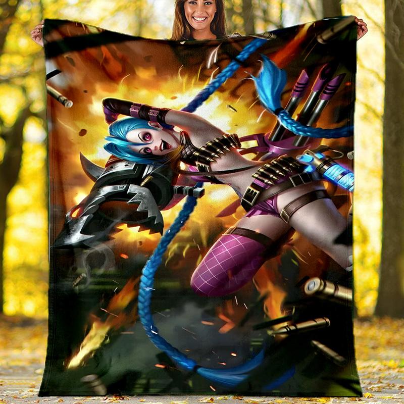 1pc Game L-Lol Theme Blanket - Digital Print, Polyester, Cozy for All Seasons, Perfect for Outdoor, and Travel