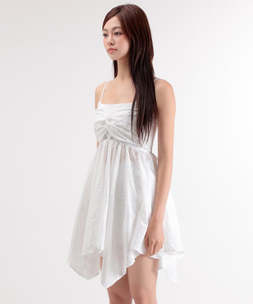 WHEN YOU MOVE Ribbon Pattern Cotton Sleeveless Mini Dress Black