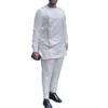 Men's Casual Two-Piece Set: Solid Color, African Ethnic Style