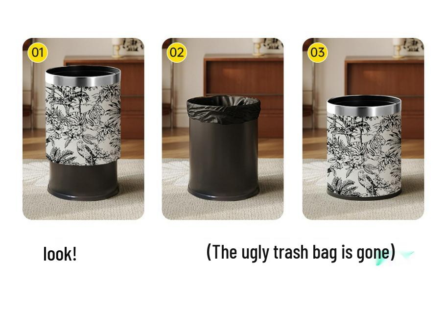 Hemu Cheng High-Capacity Lidless Double-Layer Trash Can for Home and Office