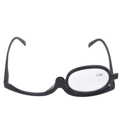 Magnifying Makeup Glasses Eye Flip Down Lens Fashionable Makeup Single Sided Glasses Black(+1.50 )