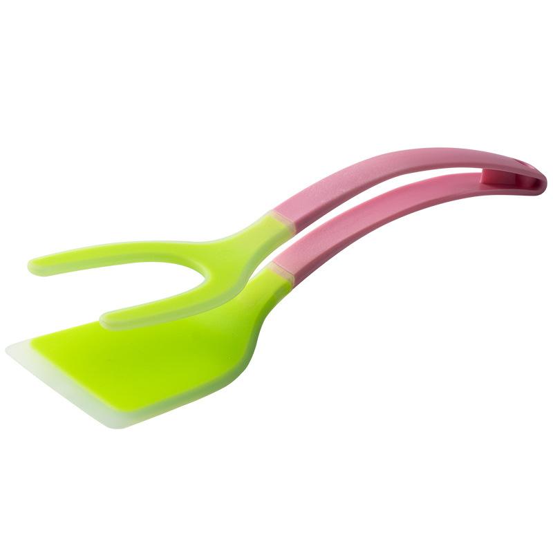 2-in-1 Silicone Spatula Clip Steak Spatula Non-slip Anti-scald Food Clip Kitchen Fry Fish Spatula Omelette Clip Flip