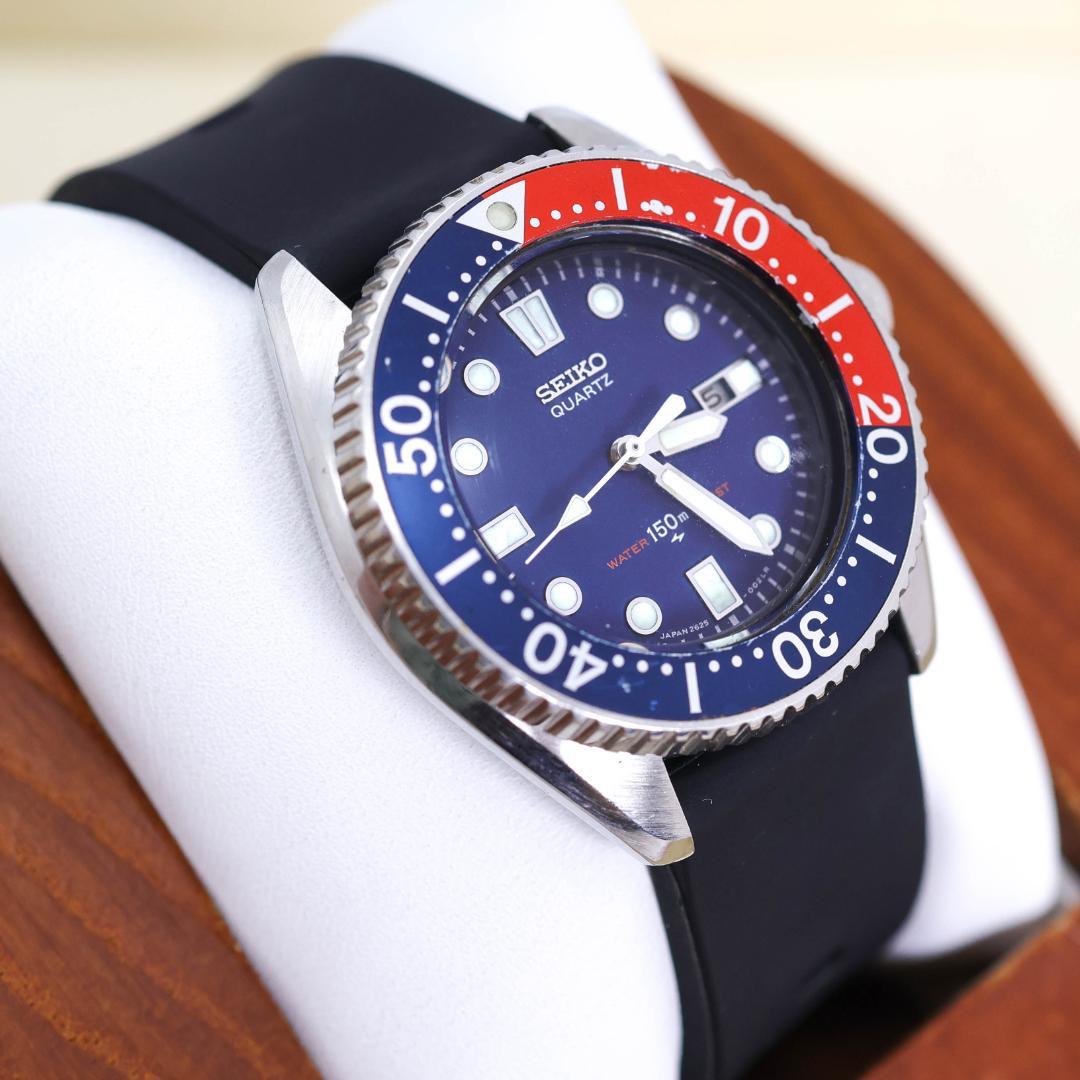 

[USED] Working SEIKO 150m Diver Watch, Pepsi Color, Date, 773