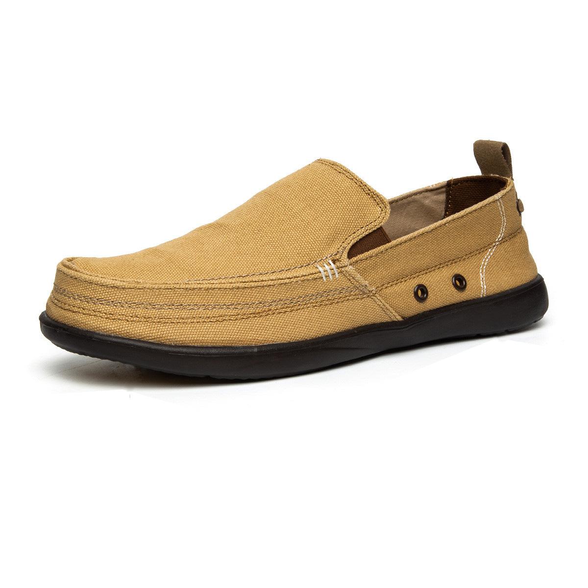 

Новые мужские парусиновые туфли в корейском стиле, лоферы, туфли на плоской подошве, дышащая износостойкая повседневная обувь, модная мужская обувь 46 хаки