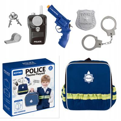 Police Officer Backpack Set Walkie-Talkie Badge Gun For Children