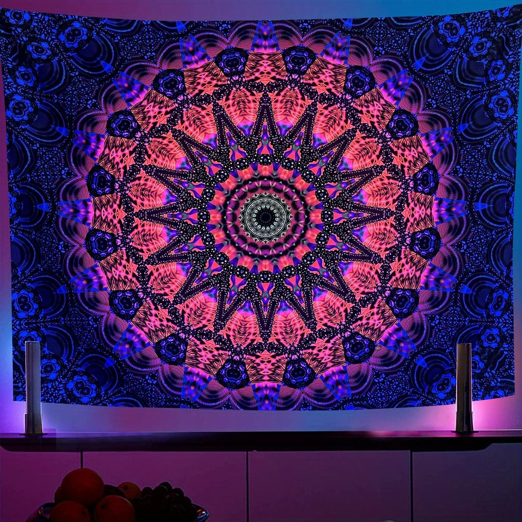 Psychedelic Mandala Tapestry With Vibrant Colors And Intricate Patterns, Perfect For Adding A Trippy And Bohemian Touch To Any