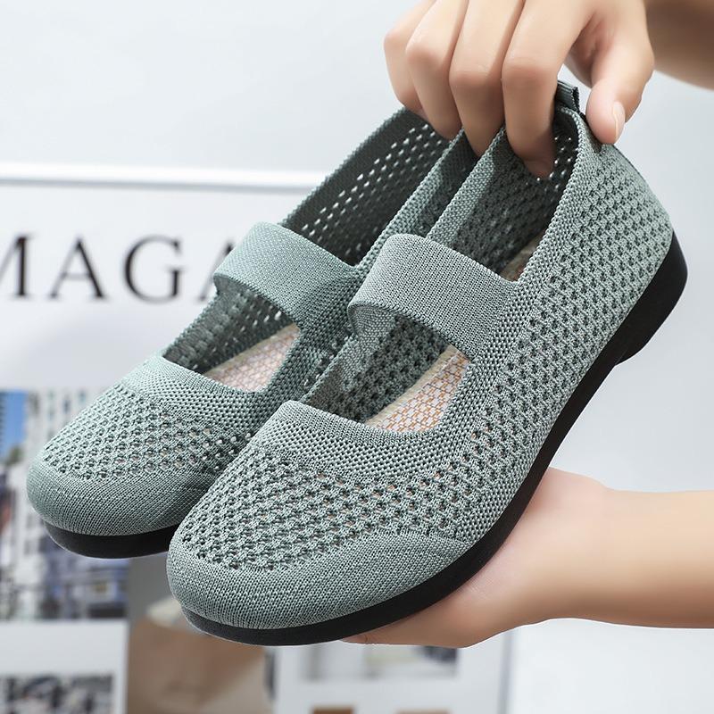 Women's Shoes Summer Hollow Breathable Mesh Shoes Lazy One-pedal Shoes Solid Color Versatile Casual Shoes