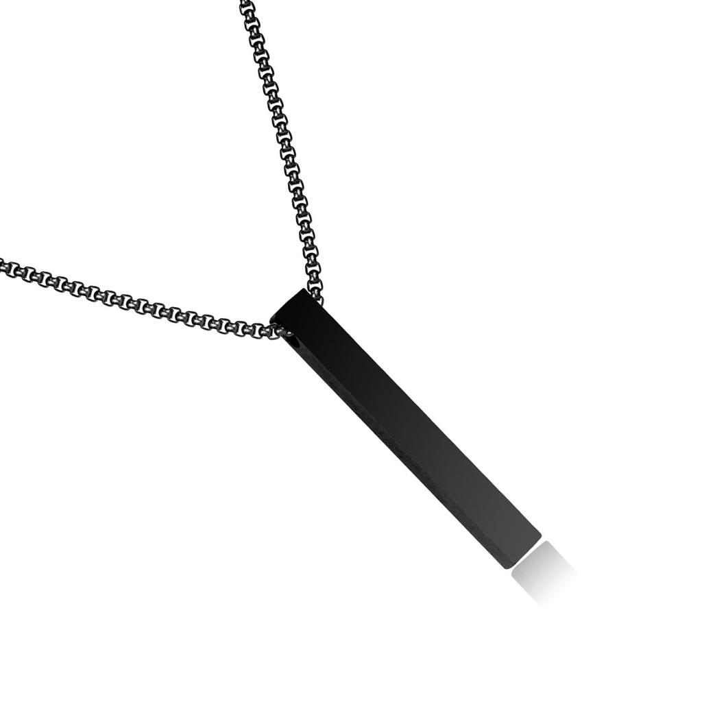 Rechteckige Geometrische Stangenkette Galvanisieren Polieren Zinklegierung Herren Accessoires Schwarz