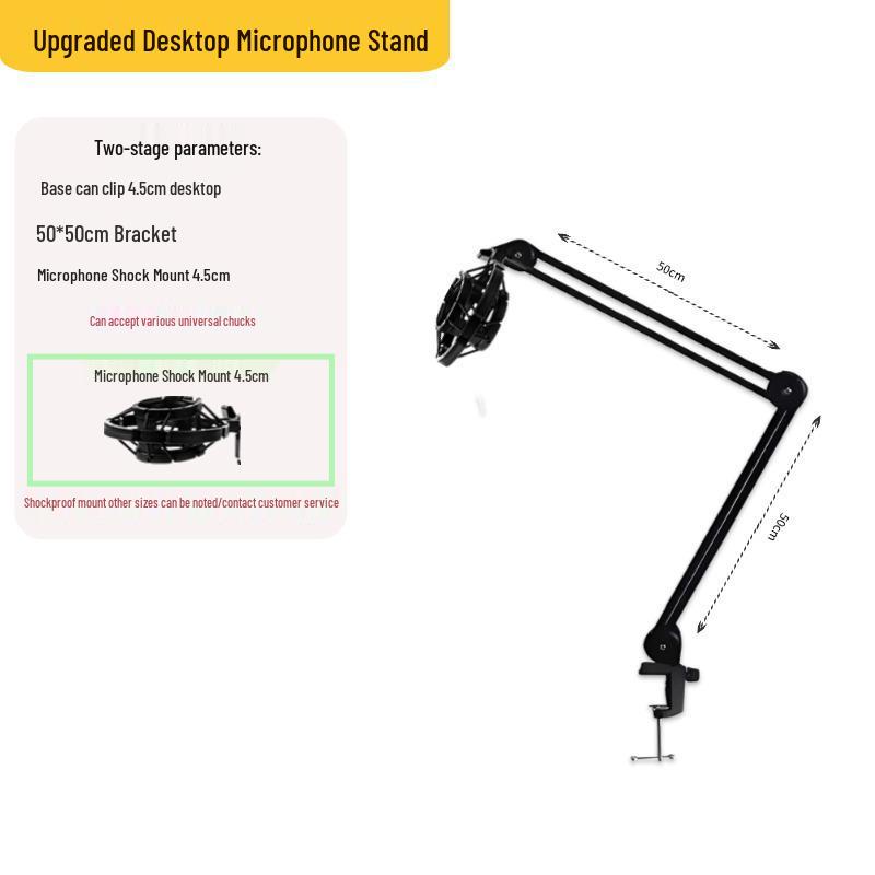 Desktop Streaming Microphone Stand with Fill Light, Boom Arm, and Phone Holder
