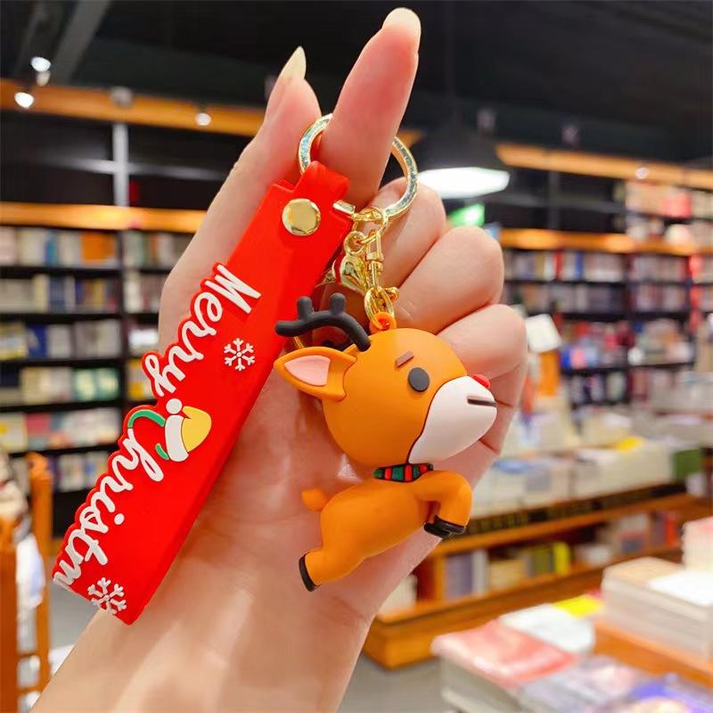 Cartoon Cute Santa Keychain Pendant Car Key Chain Schoolbag Pendant Christmas Gift
