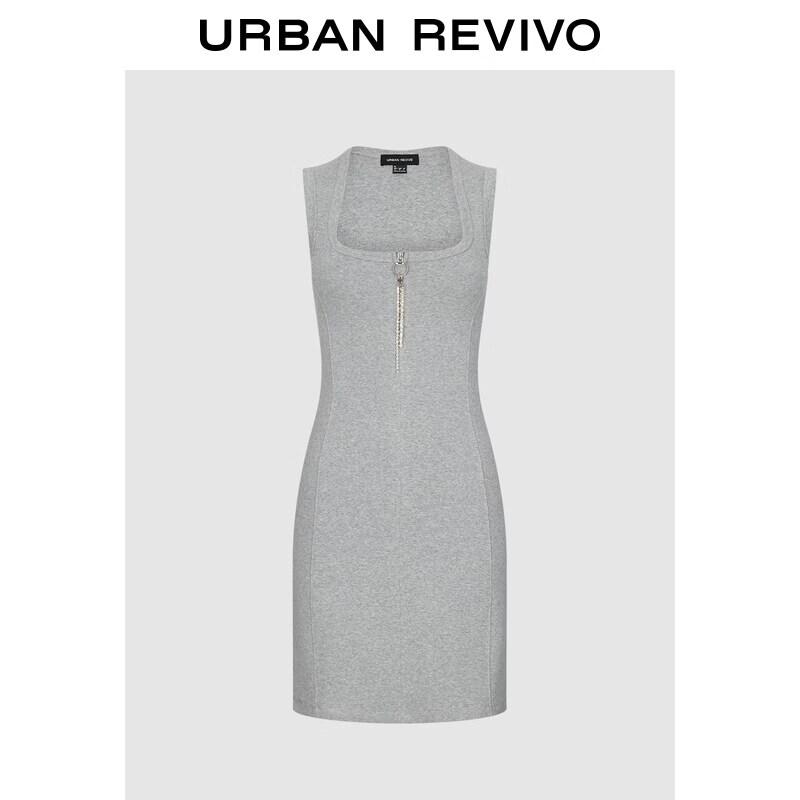 

UR 2026 Spring Rhinestone Zipper U-Neck Sleeveless Dress M