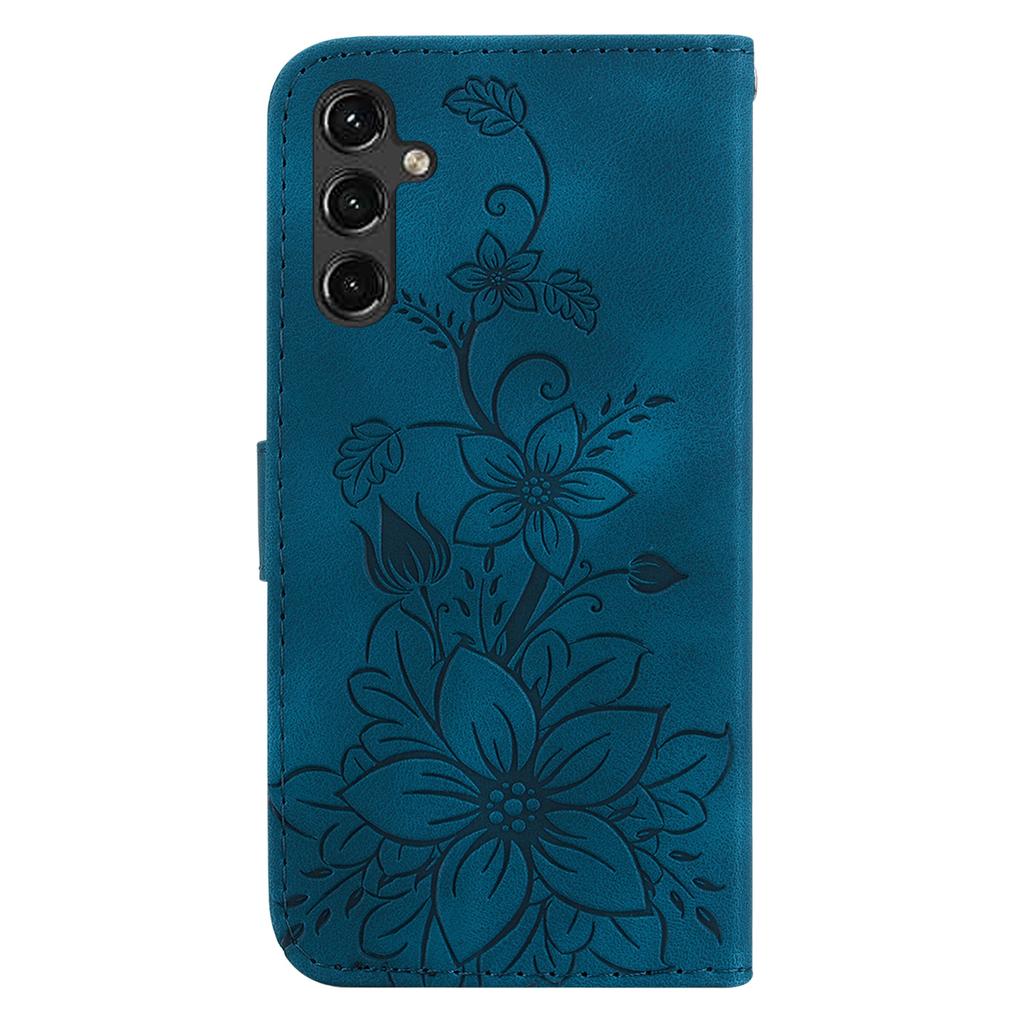 For Samsung Galaxy A14 5G/A14 4G Imprinted Lily Flower Leather Cover Flip Stand Wallet Phone Case