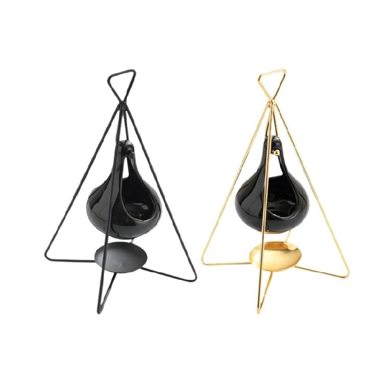 Fashionable Essential Oil Warmer with Iron Frame Scented Candle Holder for Bedrooms and Living Room
