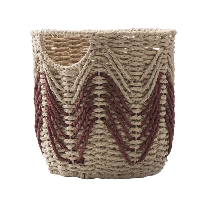 Styl nordycki Ręcznie pleciony kosz do przechowywania Papierowa lina Żelazna rama Dekoracyjne organizery Do domu Sypialni Salonu