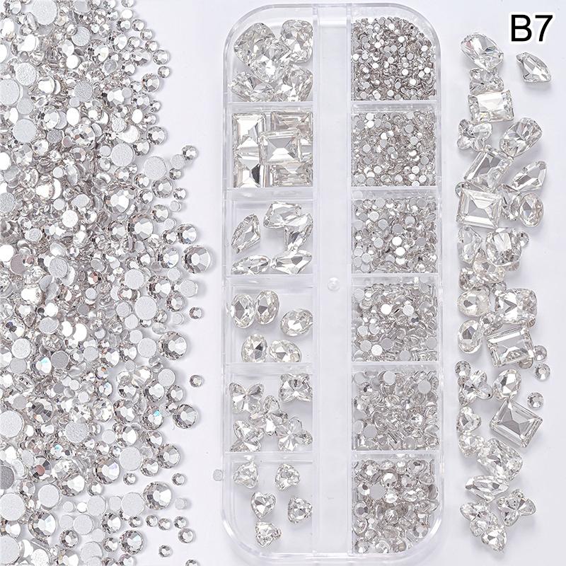 Nail Art 12 Grids Colorful Flatback Gems Diy Manicure Decor 3D Nail Diamond For Makeup, Nails, And Crafts