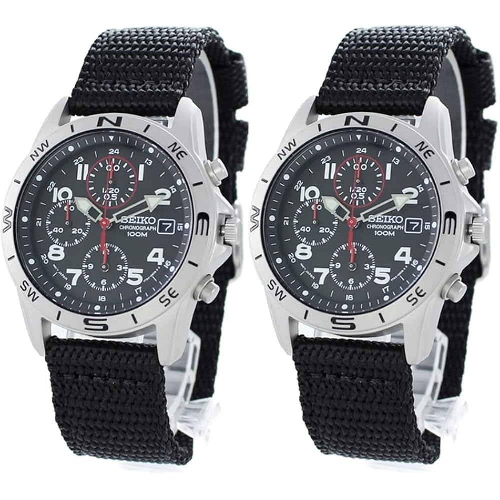 [Seiko] Watch Set (Pair) with Storage Box – Men s and Women s – Date and Calendar – Black – snd39...