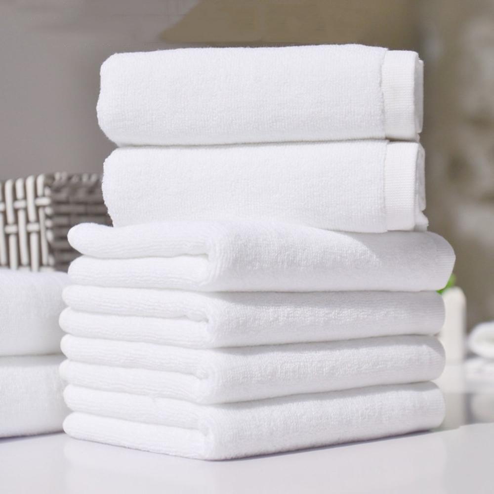 70CMX140CM White Cotton Towel Super Absorbent Lightweight Washcloth for Hotel Home Bathroom Spa Gym